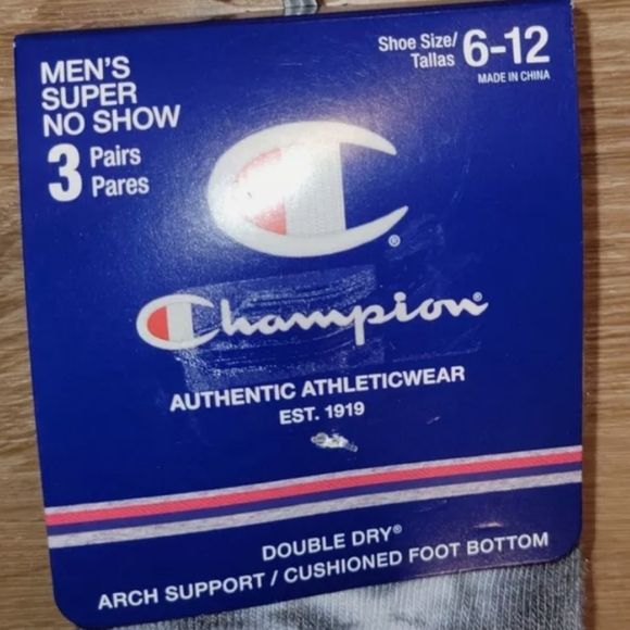 NWT Men's Champion 3 Pairs Super No Show Socks - Picture 2 of 9